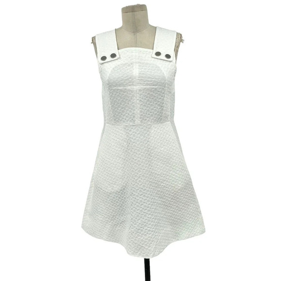 Orla Kiely White Sleeveless Textured Fit & Flare Dress Size US 4 - Picture 1 of 10